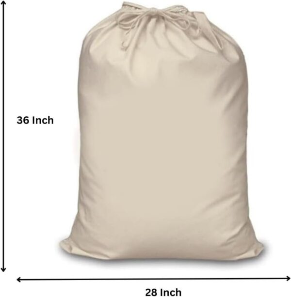 Organic Cotton Laundry Bag For Clothes - Travel Organizer - Eco-friendly 100% Pure Cotton Drawstring Bag - Large Size - Hanging Laundry Bag Foldable and Washable (Pack Of 2)