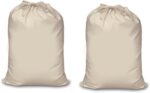Organic Cotton Laundry Bag For Clothes - Travel Organizer - Eco-friendly 100% Pure Cotton Drawstring Bag - Large Size - Hanging Laundry Bag Foldable and Washable (Pack Of 2)