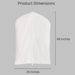 Premium 100% Cotton Garment Bags – 48" Off-White Canvas Suit Cover with YKK Zipper – Breathable, Dust-Proof Storage for Suits, Coats, Dresses, Jackets & Travel/Closet Use