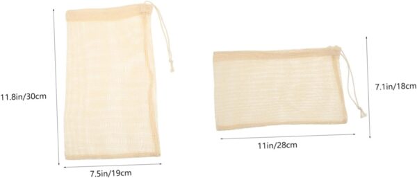 6Pcs Reusable Cotton Mesh Bags Drawstring Storage for Fruits Vegetables Breathable Organic Cotton Versatile Food Home Use Design