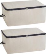 Canvas Storage Bags for Comforters and Blankets - X-Large Zippered Storage Bags for Blankets, Comforters, and Clothes - Easy Storage Under Bed, 100% Cotton, Breathable with Carrying Straps (2 Bags)