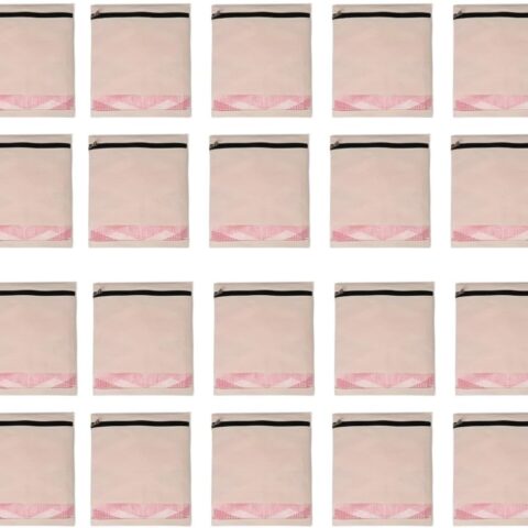 Organic Cotton Saree Storage Bags – Pack of 20 Wardrobe Organizers with Zipper & Transparent Window – 100% Cotton Cloth Covers for Sarees, Clothes & Garments (14 × 16 Inches)