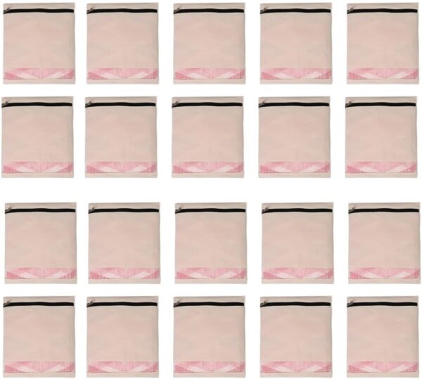 Organic Cotton Saree Storage Bags – Pack of 20 Wardrobe Organizers with Zipper & Transparent Window – 100% Cotton Cloth Covers for Sarees, Clothes & Garments (14 × 16 Inches)