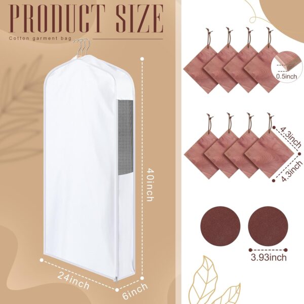 2 Set 40'' Cotton Garment Bag for Hanging Clothes and Storage with Cedar Blocks for Fresh Smell and Moth Protection Sandpaper for Suits Fur Coats Leather Jackets Sweaters