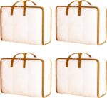 4PC Blanket Storage Bags, Comforter Quilt Bedding Large Clear Plastic Clothes Storage Bags with Zipper for Comforters and Blankets, Duvet, Quilts, Clothes