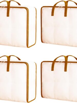 4PC Blanket Storage Bags, Comforter Quilt Bedding Large Clear Plastic Clothes Storage Bags with Zipper for Comforters and Blankets, Duvet, Quilts, Clothes