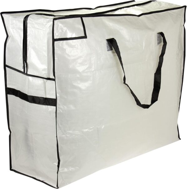 Large Storage Bag with Handles | Clothing and Linen Storage Bag | White Tarp with Black Trim