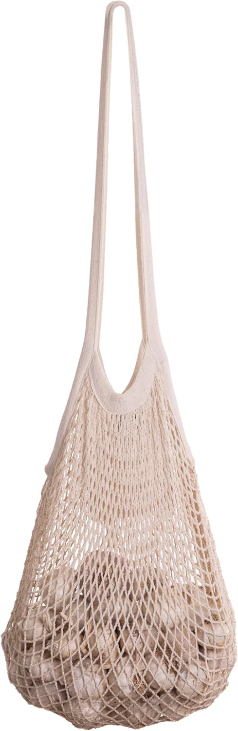 Cotton Mesh Onion Storage Bags - 100% Cotton, Reusable, and Washable Mesh Bags for Storing Potatoes, Onions, Garlic, and Other Root Vegetables - Foldable, Lightweight, and Airy Bags (2 Bags)
