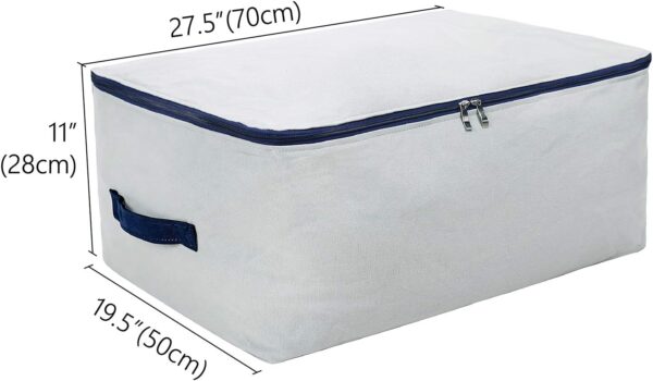 Pack of 2, 100% Natural Canvas Cotton Large Size Storage Bags for Queen/King Size Bedding Sheet, Blankets, Winter Clothes Organizer Containers, Light Gray