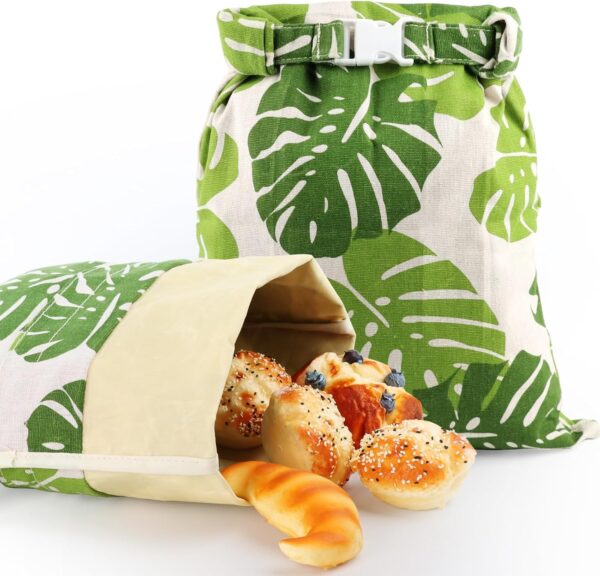 2 Pack Reusable Beeswax Food Wraps Breads Bags for Homemade Bread Loaf, Organic Cotton XL Sourdough Beeswax Bread Bag Supplies Sandwich Wrapper, Sustainable, Fresh Keeping, Food Storage Containers