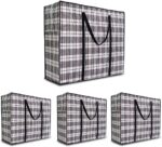 Heavy Duty Extra Large Moving Bags, 168L Jumbo Organizer Storage Bags With Durable Zipper, Water Resistant Totes, Carrying Bag, Camping Bag for Clothes, Bedding, Comforter, Pillow, Moving(Set of 4)