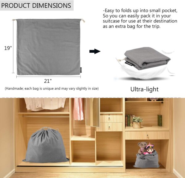 Dust Cover Storage Bags Purified 100% Cotton Flannel with Drawstring Pouch For Handbags Purses Pocketbooks Shoes Boots Set of 3 (Grey)