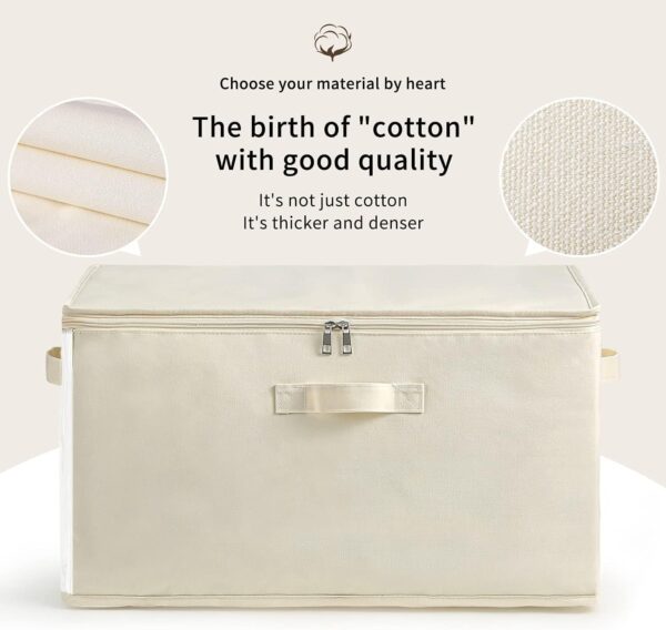 3-Pack Large Canvas Comforter Storage Bags for Clothes Sweater Clothes Organizer with Dual Zipper Three Carrying Handles for Blanket Closet Storage Container