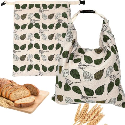 Beeswax Bread Bags for Homemade Sourdough, Sourdough Bread Bag with Zipper, 2 Pack Cotton Large Food Storage Bags to Keep Fresh