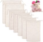 7-Pack Reusable Organic Cotton Mesh Produce Bags [3 Sizes] - Eco-Friendly Washable Grocery Bags with Drawstring Closure for Fruits, Vegetables & Bulk Foods