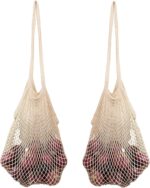 Cotton Mesh Onion Storage Bags - 100% Cotton, Reusable, and Washable Mesh Bags for Storing Potatoes, Onions, Garlic, and Other Root Vegetables - Foldable, Lightweight, and Airy Bags (2 Bags)