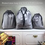 Dust Cover Storage Bags Thick Silk Cloth Pouch with Drawstring For Luxuries Handbags Tote Purses Shoes Boots, Silver (12.6 x 15.7 in)