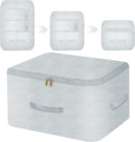 Ultra Space Saving Self Compression Organizer, Comforter Storage Bag for Clothes, Blankets, Pillows, Duvet, Comforters, Bedding Sets and Much More (Gray,X-L - 54 * 42 * 60cm)