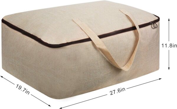 Clothes Storage Bag Organizer with Durable Handles Thick Fabric Large Capacity for Blanket Comforter Clothing Bedding (Beige, XL)