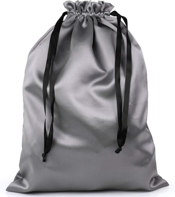 Dust Cover Storage Bags Thick Silk Cloth Pouch with Drawstring For Luxuries Handbags Tote Purses Shoes Boots, Silver (12.6 x 15.7 in)
