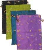 4pcs Embroidered Silk Flower Design Jacquard Travel Bag, Lingerie Bags Underwear Bags Laundry Bags Shoe Bags for Travel Storage for Men Women Washable Cloth Shoe Bags