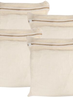 4-Piece Large Durable Organic Cotton Mesh Laundry Bags with Sturdy Zippers and Breathable Mesh are Delicate Laundry Bags for Underwear, Clothes, Pants and Socks