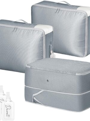 Comforter Storage Bag 66 L - 3 Pack Blanket Storage Organizer Compression Bags, Large Capacity Ultra Space Saving Self Organize for Bedding, Pillow, Duvet, Sheet Storage with Zipper Window