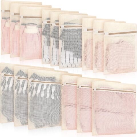 15 Pcs Organic Cotton Mesh Laundry Bags Breathable Mesh Machine Washing Bag Large Cotton Laundry Bag for Delicates, Lingerie, Garments, Bra, Underwear, Pants, Shoes, Socks, Travel Storage