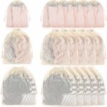18 Pack Mesh Laundry Bags with Drawstring 3 Size Organic Cotton Mesh Wash Bags for Delicates, Lingerie Garments,bra,underwear, Pants, Shoes, Socks, College, Dorm, Family, Travel Storage